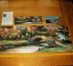 Panoramic Jigsaw Puzzle 700 Pieces Thomas Kinkade Art Lamplight Village Complete - $11.87