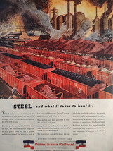 1944 Life Ad Wwii Advertisement Pennsylvania Railroad Supplies For Steel - $10.80