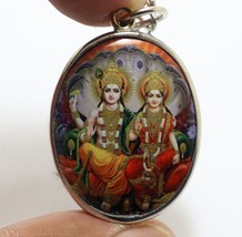 Lord Vishnu Lakshmi Big Pendant Preserver God Laxmi Devi Hindu Miracle Necklace - £39.65 GBP