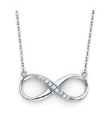 14K White Gold Infinity Cubic Zirconia Necklace - €256,55 EUR
