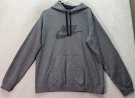 Nike Hoodie Mens Large Gray Cotton Long Sleeve Swoosh Logo Pullover Drawstring - £19.52 GBP
