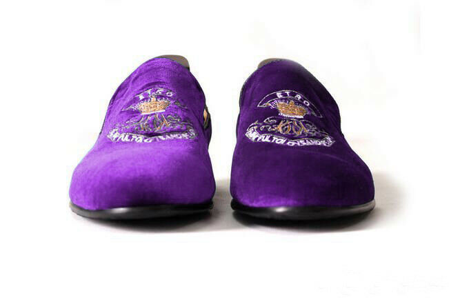 Men Hand Made Purple Color Loafer & Slip Ons Genuine Real Leather Shoes US 7-16