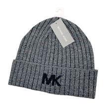 NWT MICHAEL KORS MSRP $44.99 AUTHENTIC MENS ONE SIZE GRAY RIBBED KNIT BE... - £19.80 GBP