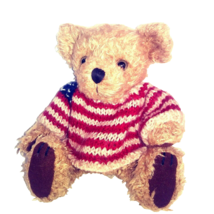 Vintage Gibson Patriot Teddy Bear 10&quot; Brown Stuffed July 4th Flag Sweater 1996 - £12.86 GBP