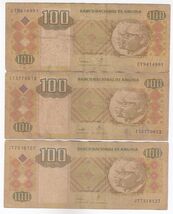 Angola, 100 Kwanzas, (Lot of 3) Banco Nacional De angola Banknotes - $7.79