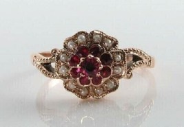 2Ct Lab-Created Rubin &amp; Synt Opal Vintage Stil Hochzeit Ring 14K Rose Vergoldet - £59.72 GBP