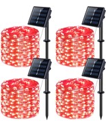 4 PACK Solar 33&#39; RED Fairy String Light 8 Flashing Fading Waving Modes H... - $24.65