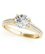 14K Yellow Gold Over Round Simulated Diamond Engagement Anniversary Ring... - €57,31 EUR