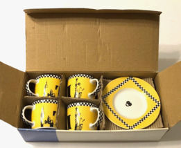 Set 4 Studio Nova New York Taxi Fine Porcelain Demitasse Cups Saucers Ye... - $8.20