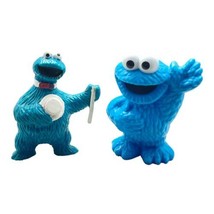 2 Sesame Street Cookie Monster Cake Topper PVC Figures 2.75&quot; &amp; 3&quot; - £3.87 GBP