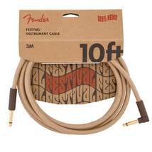 Genuine Fender 10&#39; Angled Festival Instrument Cable, Pure Hemp, Natural - $36.09
