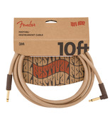 Genuine Fender 10&#39; Angled Festival Instrument Cable, Pure Hemp, Natural - $37.99