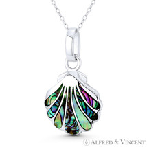 Scallop Clam Seashell Mother-of-Pearl .925 Sterling Silver Boho Beachbum Pendant - £20.87 GBP+