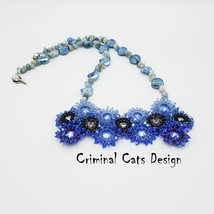 &quot;Raven in Blue Sky&quot; Necklace with Swarovski Rivolis OOAK hand made - £202.17 GBP