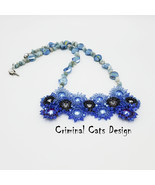 "Raven in Blue Sky" Necklace with Swarovski Rivolis OOAK hand made - £199.03 GBP