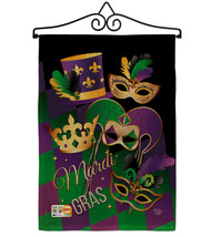 Mardi Gras Burlap - Impressions Decorative Metal Wall Hanger Garden Flag Set GS1 - £27.30 GBP