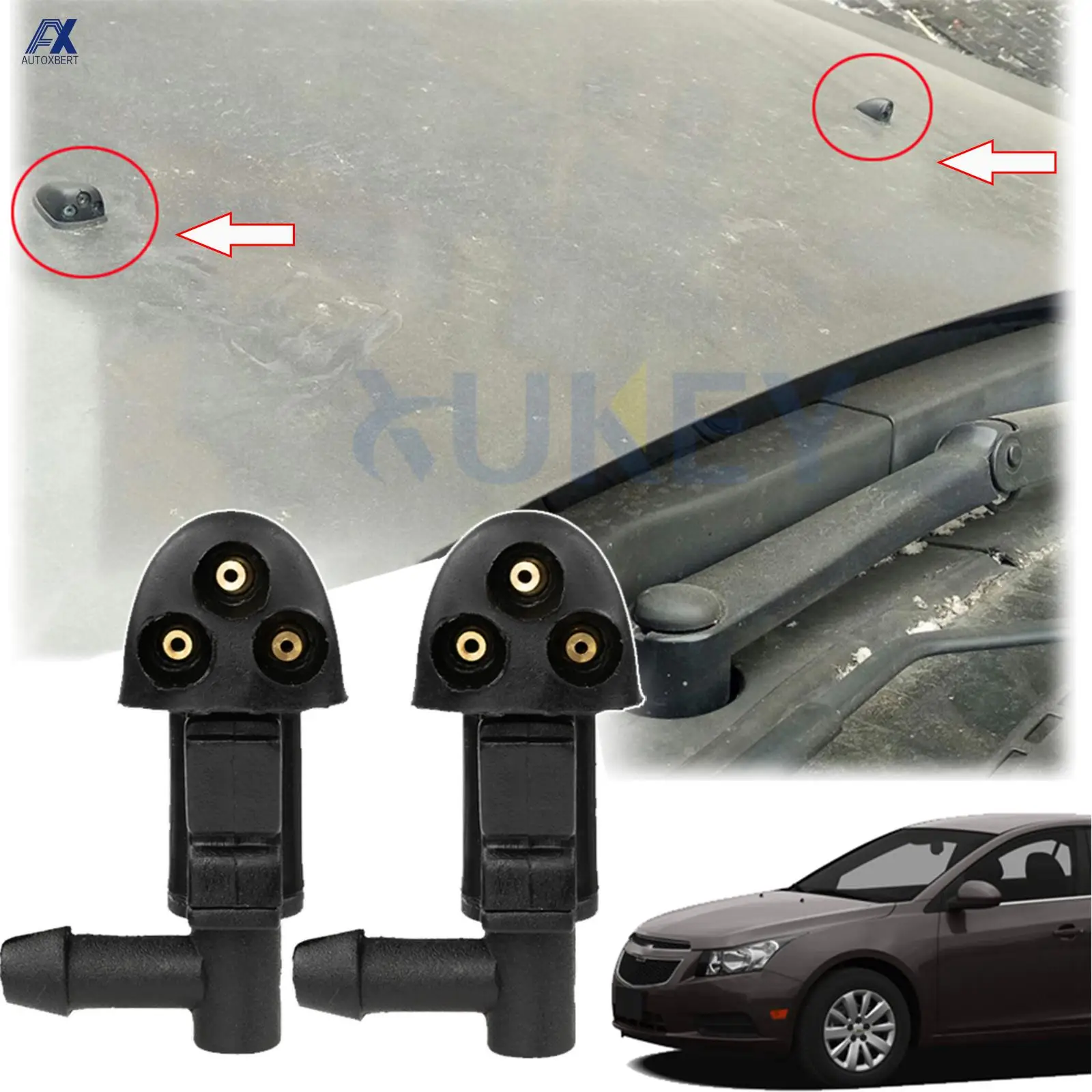 x2 Front Windscreen Wiper Washer Jet Nozzles For Chevrolet Cruze J300 MK1 2016 - £11.37 GBP