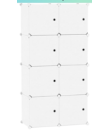 Cube Storage Organizer W Doors 8-Cube Shelf Closet Transparent White Pla... - $50.80 CAD
