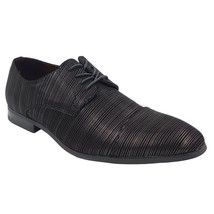 Tallia Men Lace Up Cap Toe Derby Oxfords Danilo Size US 9.5M Black Striped - £37.61 GBP