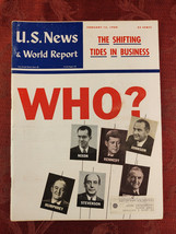 U S NEWS WORLD REPORT Magazine February 15 1960 Presidential Race Business Tides - £8.63 GBP