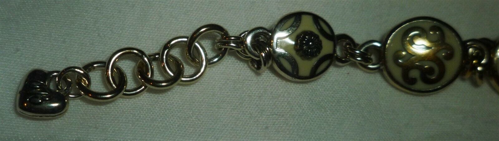 BRIGHTON SILVER STERLING BEIGE INLAID ENAMEL FONTINA LINK BRACELET Item image 3