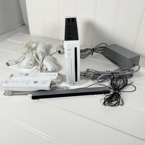 Nintendo Wii RVL-001 Video Game Console Bundle Controllers and Sensor working - $52.95