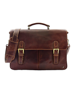 DR322 Men&#39;s Leather Messenger Briefcase Brown - £125.85 GBP
