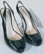 PRADA Milano Black Patent Leather Peep Toe Platform Pump Heel Shoes Sz 37/7 - $65.44
