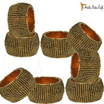 Prisha India Craft Beaded Napkin Rings Set of 8 dark gold - 1.5 Inch in ... - £19.79 GBP