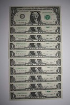 10 Consecutive Serial # Us $1 Dollar Bills Uncirculated In 10-Pocket Portfolio - £22.55 GBP