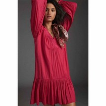 New Anthropologie Sabia Flounced Tunic Dress $148 PLUS SMALL Pink/Rose - £56.63 GBP
