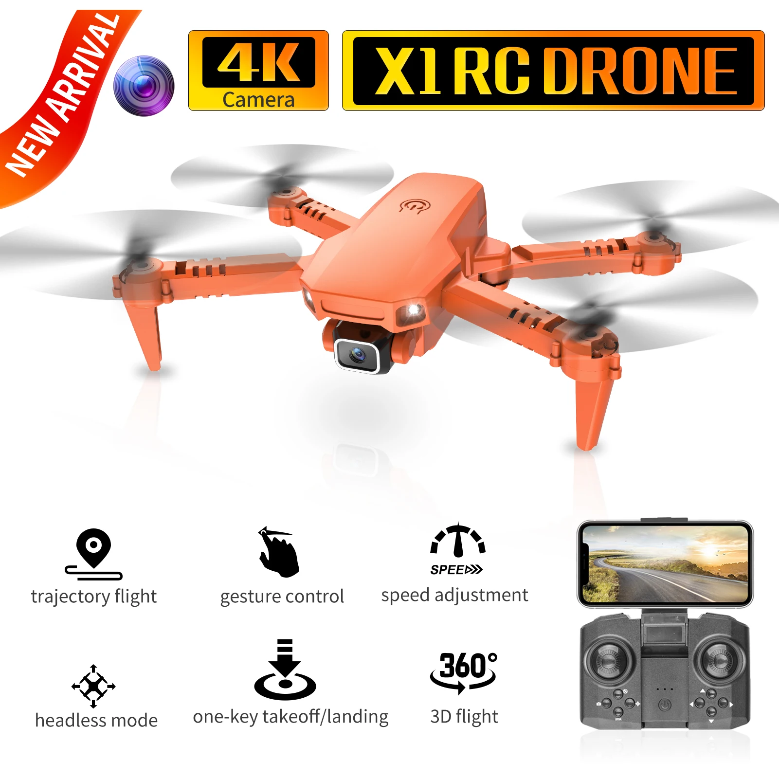 X1 RC Drone with Camera 4K Dual Camera WiFi FPV Mini Foldable RC Quadcopter wit - £35.91 GBP+