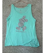 Walt Disney World Mint Green Gray Glitter Mickey Tank Top Shirt Women’s XL - $570.01 MXN