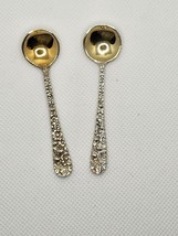 Set of 2 Antique Baltimore Rose by Schofield Sterling Silver Salt Spoons - $64.35