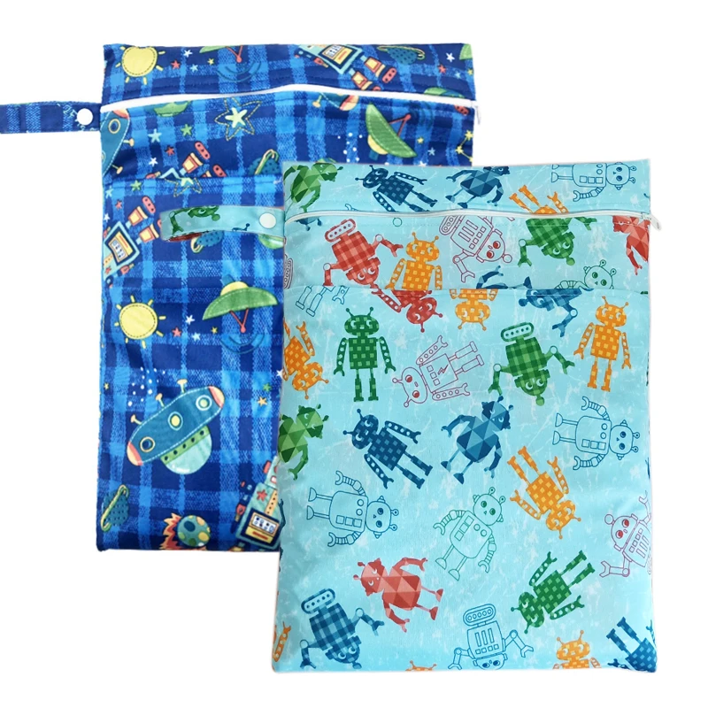 Sporting pororo Reusable Cloth Diaper Wet Dry Bags, size 30*40cm Two Zippered Wa - £18.67 GBP