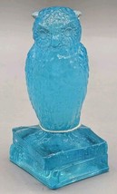 VTG Degenhart Glass Wonder Blue Translucent Wise Owl Books Figurine Paperweight - £24.36 GBP