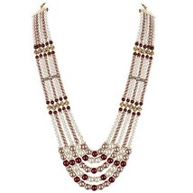 Dulha Har Layered Pearl Maharaja Haar Groom Necklace Set for Men - $29.56