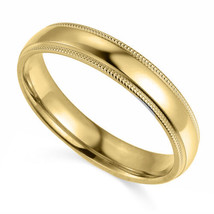 Genuine Solid 14k Yellow Gold 4mm Comfort-fit Milgrain Wedding Band Size... - $348.00+