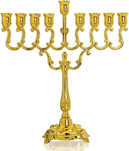 Hanukkah Menorah 9 Branch Gold Plated Jewish Menorahs for Chanukah Candl... - $27.96 CAD