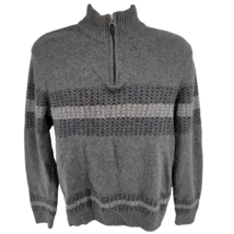Daniele Blasi 1/4 Zip Wool Sweater Gray Fair Isle Men&#39;s Size L Made in I... - $26.68