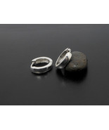 Men Round Hug Hoop Earrings 16mm 925 Silver Earrings, Handmade Huggie Ea... - £38.36 GBP