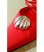 Bluette Vintage Signed Shoe Clips Silver Tone Shell Shaped Made in France  - £28.52 GBP