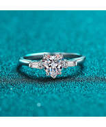 GRA Certified Heart-Shaped Baguette 1.2ct Moissanite S925 Engagement Ring - $158.00