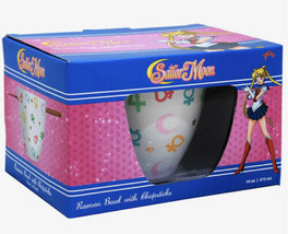 Sailor Moon Sailor Colorful Symbols Ceramic Ramen Bowl With Wooden Chopsticks - £24.22 GBP