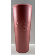Starbucks Tumbler Rose Gold Cup 24oz Stainless Steel Embossed Pink Glitter - $54.29 CAD