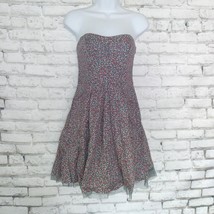 American Eagle Outfitters Dress Womens 6 Gray Floral Strapless Tulle Hem... - $15.98