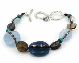 Retired Silpada Sterling Silver Shades of Blue Beaded WATERCOLORS Bracelet B2240 - £39.14 GBP