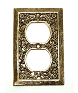 RARE VINTAGE SA LR26707 BRASS ORNATE FILIGREE WALL OUTLET COVER - £10.58 GBP