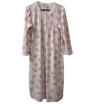 Miss Elaine Classics Long Pink Floral Waffle Knit Gown Size S Quarter Bu... - $29.24