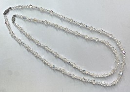 Set of 2 Vintage Aurora Borealis Clear Glass Beaded Necklaces PB181 - £35.65 GBP